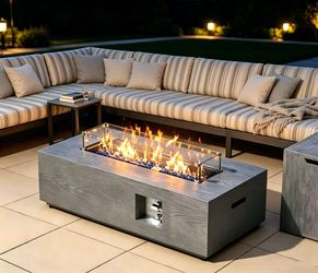 42" Rectangular Outdoor Propane Fire Pit Table for Outside Patio 50,000 BTU Outdoor Fireplace Fire Table with Tank Table, No Assembly Gas Fire Pit Fir