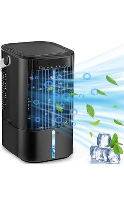 Portable Air Conditioners Fan- Portable AC Small Personal Air Cooler,Quiet Mini Mobile Cooling Fan with Handle,2/4H Timer 3 Speeds,Desk Air Cooler wit