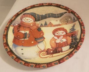 Vintage Studio 33 Snowmen Christmas/Holiday Ceramic Plate
