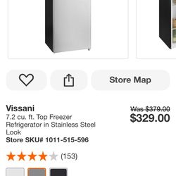 Vissani 7.2 cu. ft. Top Freezer Refrigerator in Stainless Steel Look