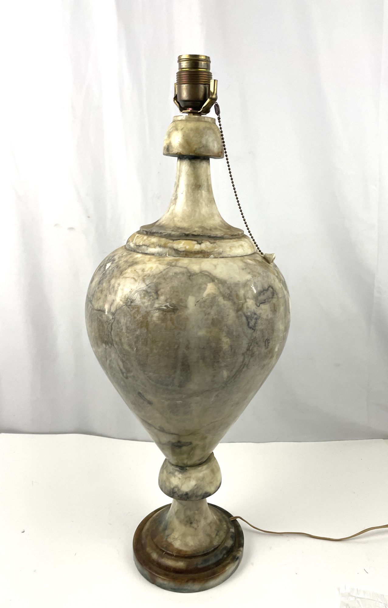 Antique Marble Stone Table Lamp Brass Electric 