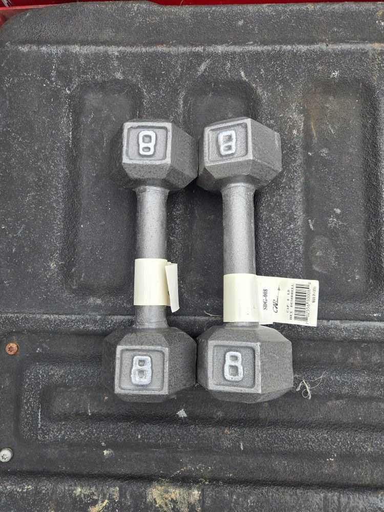 Like New Set Of 8 Lb Dumbbells. "CHECK OUT MY PAGE FOR MORE DEALS "