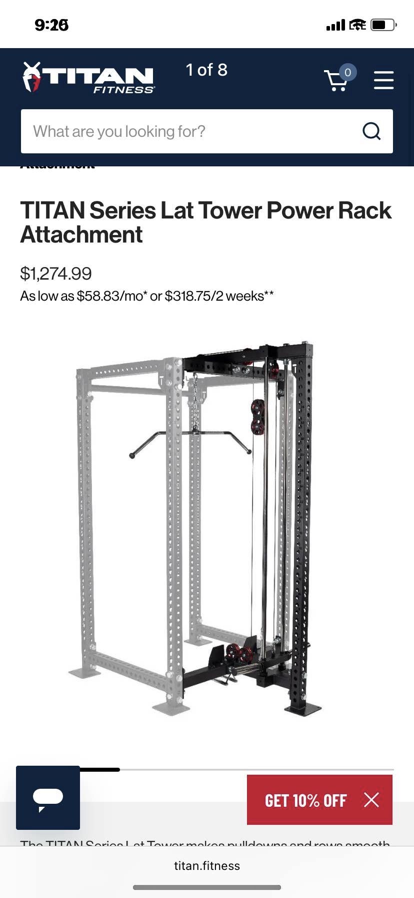 Titan Fitness TITAN Series Lat Tower Power Rack Attachment, cable attachments, fits Rogue Fitness