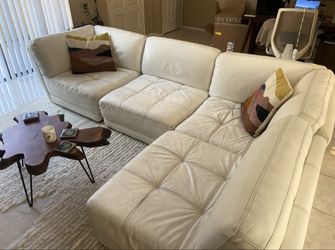 Ivory White Italian Leather Modular Sectional Sofa from Chateau D ‘Ax
