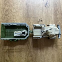 Kid Plastic Military Truck with Trailer and Car