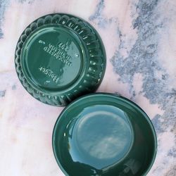 Set of 4 Green Pasta Bowls – 8” Diameter – Heavy Stoneware