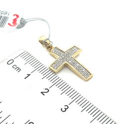 10kt Gold Concave Flat Diamond Cross Pendant 1.40grams .17 Ctw 162211 5