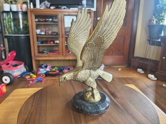 Medium Eagle Made of Solid Brass. With a Marble Base