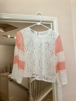 Bebe Colorblock Lace Top, size M