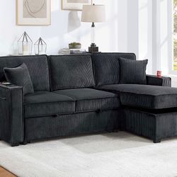 Reversible Sectional Sleeper Sofa With Storage 