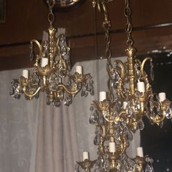 Rare L&L WMC Hollywood Regency Triple Swag Crystal Chandelier,108 Crystals!