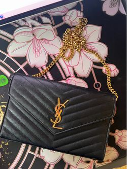 YSL Black Classic Cassandre Chain Wallet Purse, 850 OBO
