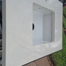 Beautiful  😍  Kohler Pompiee Quartz undermount sink bowl & bathroom countertop vanity top counter heavy  Bathroom Sink