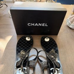 Authentic CHANEL Rubber Sandals 40 
