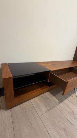Modern Wood and Glass TV Stand Media Console