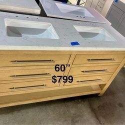 60in Double Bathroom Vanity with Top