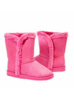 New Baby & Toddler Girl Size 6 Pink Boots with Faux Fur Trim