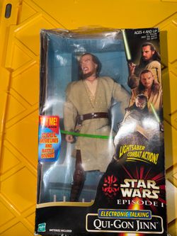 starwars qui gon jinn lightsaber action figuire 1999 hasbro