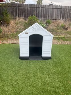 Large Dog House, Indoor/Outdoor, Gray 38.8" L x 35" W x 37.4" H