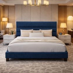 King bed Upholstered Platform Bed Frame