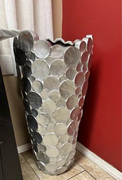 silver floor vase