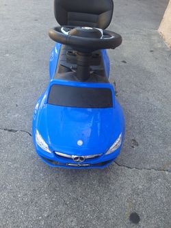 Blue Mercedes toddler push cart