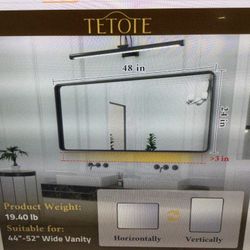 TETOTE 48 X 24 INCH SILVER FRAME MIRROR , BATHROOM VANITY MIROR FOR WALL, MODERN RECTANGLE ROUND CORNER MATTE...No Hanging Hardware...  