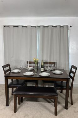 Contemporary Dining Table With 4 Chairs & Bench ASHLEY FURNITURE 