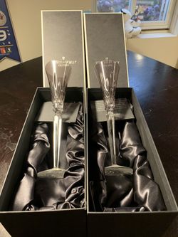 Waterford Crystal (2) Flutes-Smoky Topaz