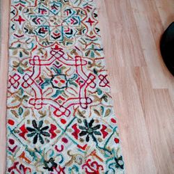 100% Wool Multi-color runner rug   22w × 84L