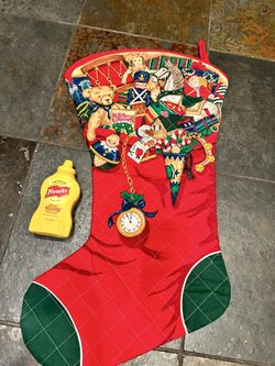 Vintage Cranston Handcrafted Jumbo Quilted Stocking “Night Before Christmas “ 32” x 18”