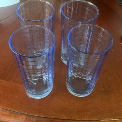 Vintage Pasabahce Blue Optic Windowpane Tumblers 10oz