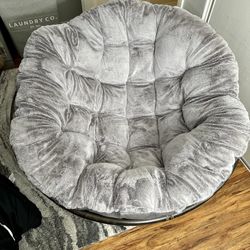 Faux Fur Papasan Chair Cushion & Swivel Base For Sale!!