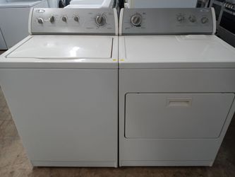 Whirlpool almond top load washer and dryer set - Free delivery