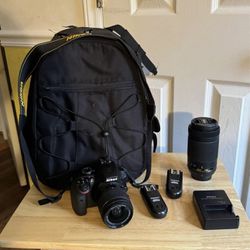 Nikon D3400 DSLR Camera with 18-55mm and 70-300mm Lenses and extras