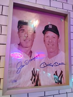 Joe DiMaggio & Mickey Mantle Autographed Framed 10" x 14" Image