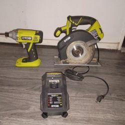RYOBI Saw, Impact Driver, Battery Charger 
