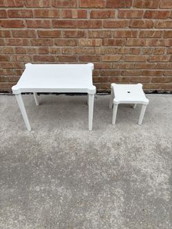 Small Plastic Table and Stool.
