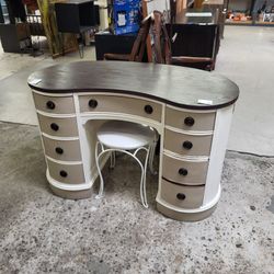 Darling Vintage! Vanity Desk Table WITH Stool