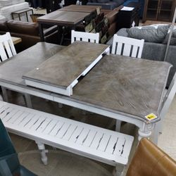 Dining Table Set With Bench And 4 Chairs 