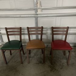 Metal Chair With Leather Cushion 