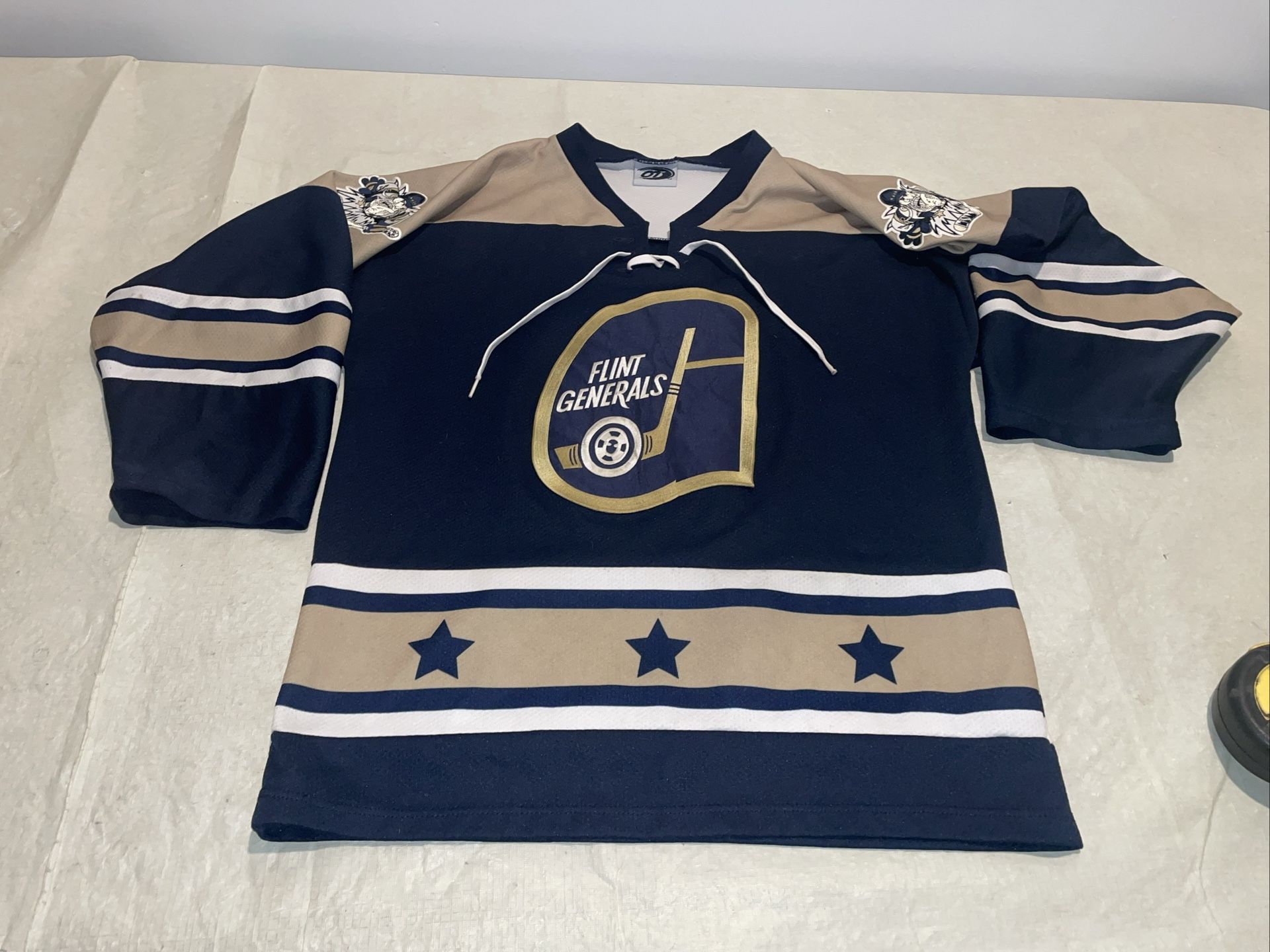 Flint Generals Jersey Mens Small Clean Navy Blue Cohl Uhl Vintage Hockey 90s USA