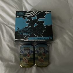 BLACK BOLT ETB AND 2 ASENDED HEROES TINS BRAND NEW AND SEALED