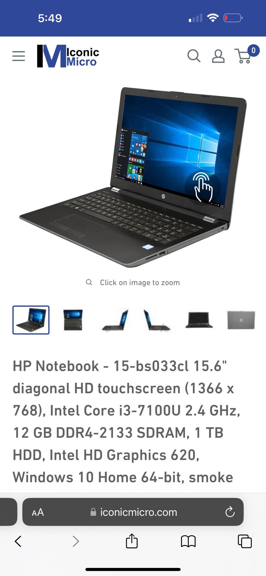 HP Notebook - Laptop-15-bs033cl 15.6" diagonal HD touchscreen