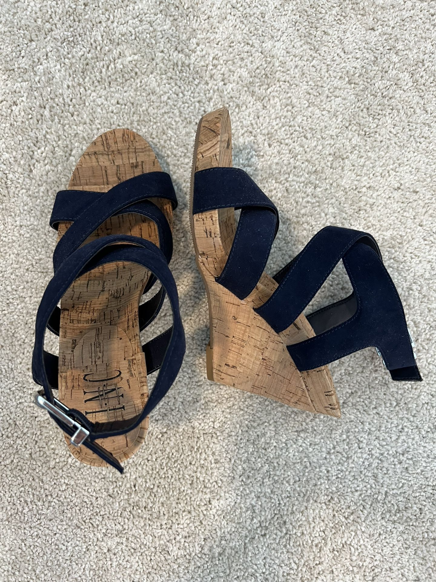 NEW INC navy blue wedges - size 6.5