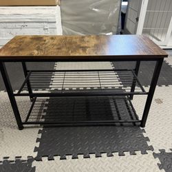 Rustic Brown And Black Shoe Bench