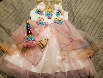 New girls unicorn costume party wear dress