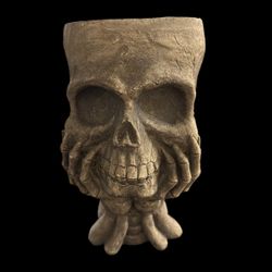 Halloween Candy  Holder 12.5” Tall Plaster Color Creep Skull 