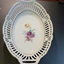 Vintage Schwarzenhammer Bavaria Reticulated (pierced) Porcelain Serving Dish