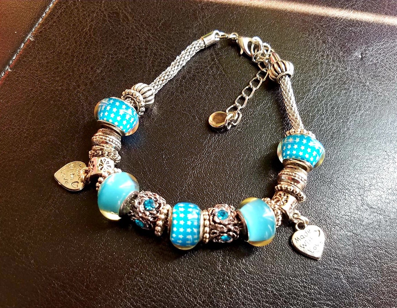 Now on sale!!! Made with Love Hearts European style Handmade bracelet